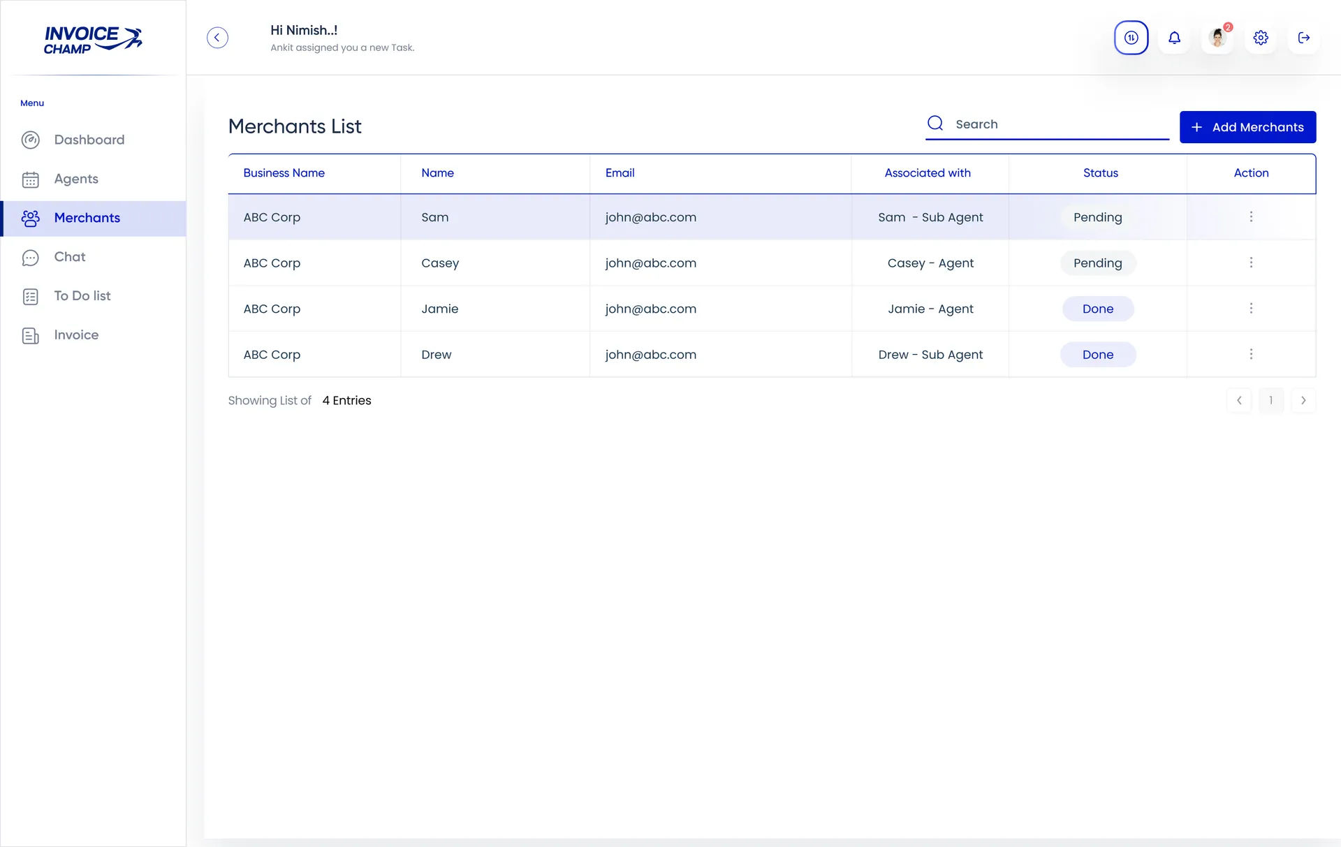 Invoice Champ — Invoicing SaaS Dashboard UI Design — 03